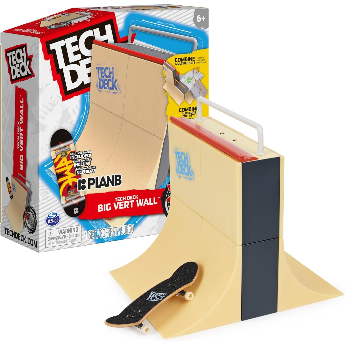 Tech Deck, Big Vert Wall X-Connect Park Creator, Customizable And Buildable Ramp Set With Exclusive Fingerboard, Kids Toy For Boys And Girls Ages 6 And Up