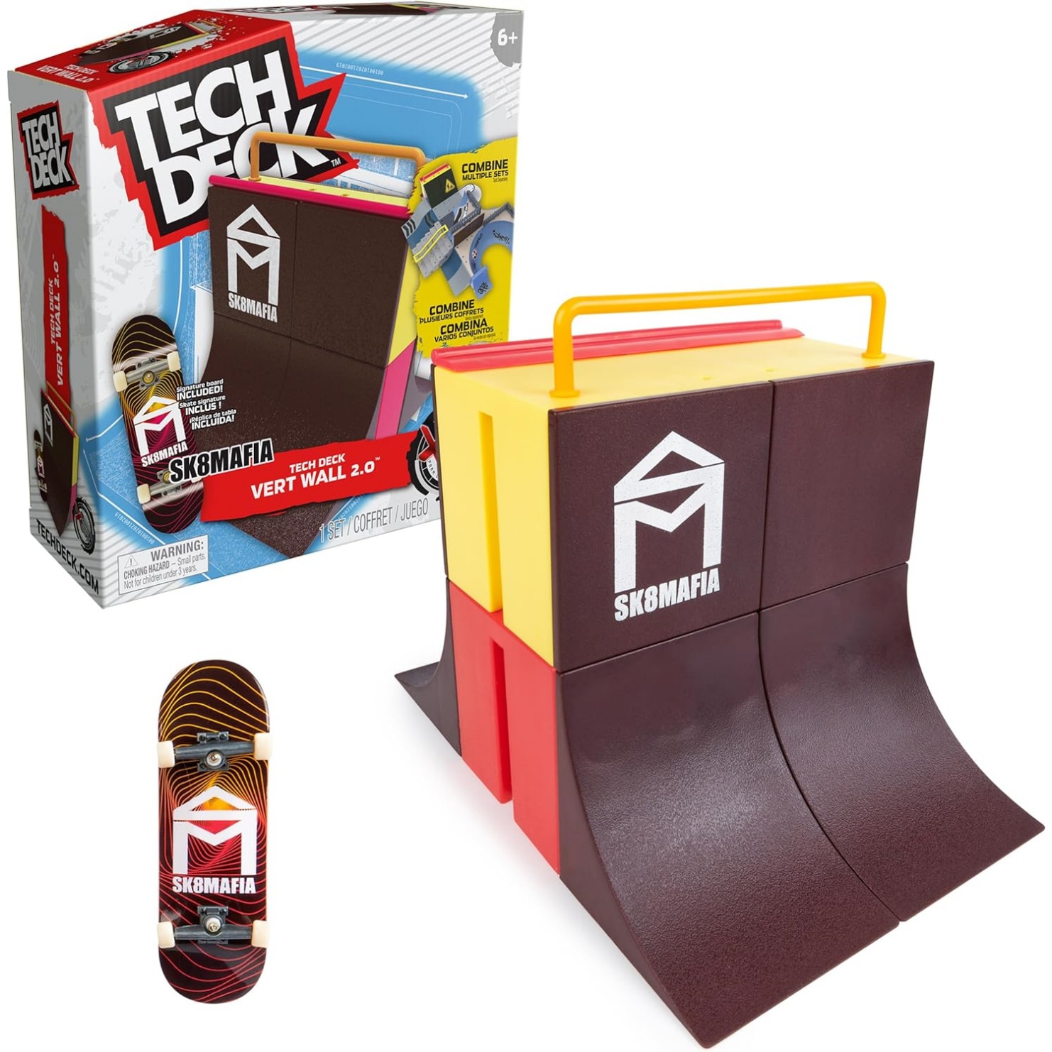 Tech Deck, Vert Wall 2.0, X-Connect Park Creator, Customizable And Buildable Ramp Set With Exclusive Fingerboard, Kids Toy For Boys And Girls Ages 6 And Up