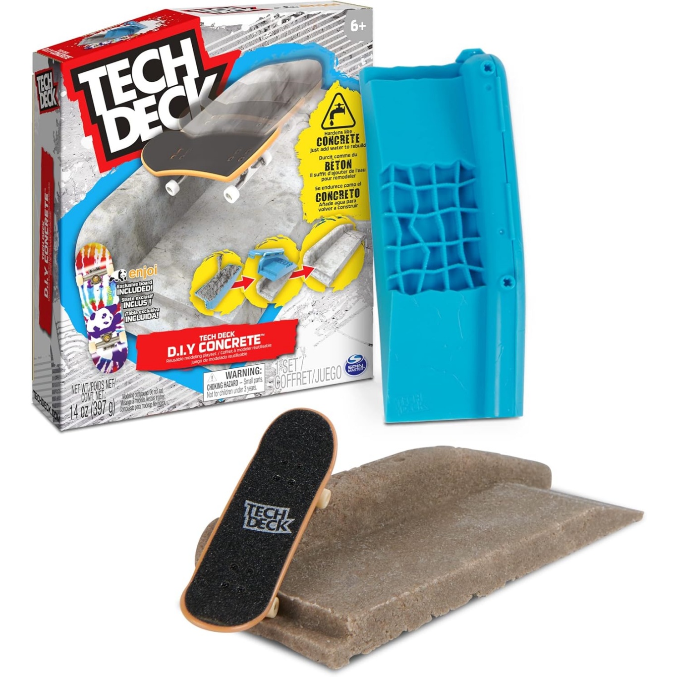 Tech Deck Diy Concrete Reusable Modeling Playset With Exclusive Enjoi Fingerboard, Rail, Molds, Skatepark Kit, Kids Toy For Boys And Girls Ages 6 And Up